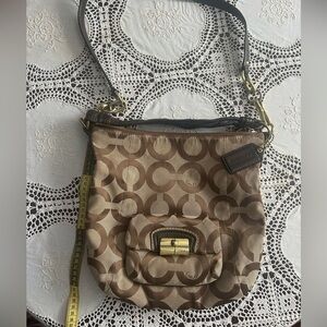 Coach Tan and Brown Patterned Backpack